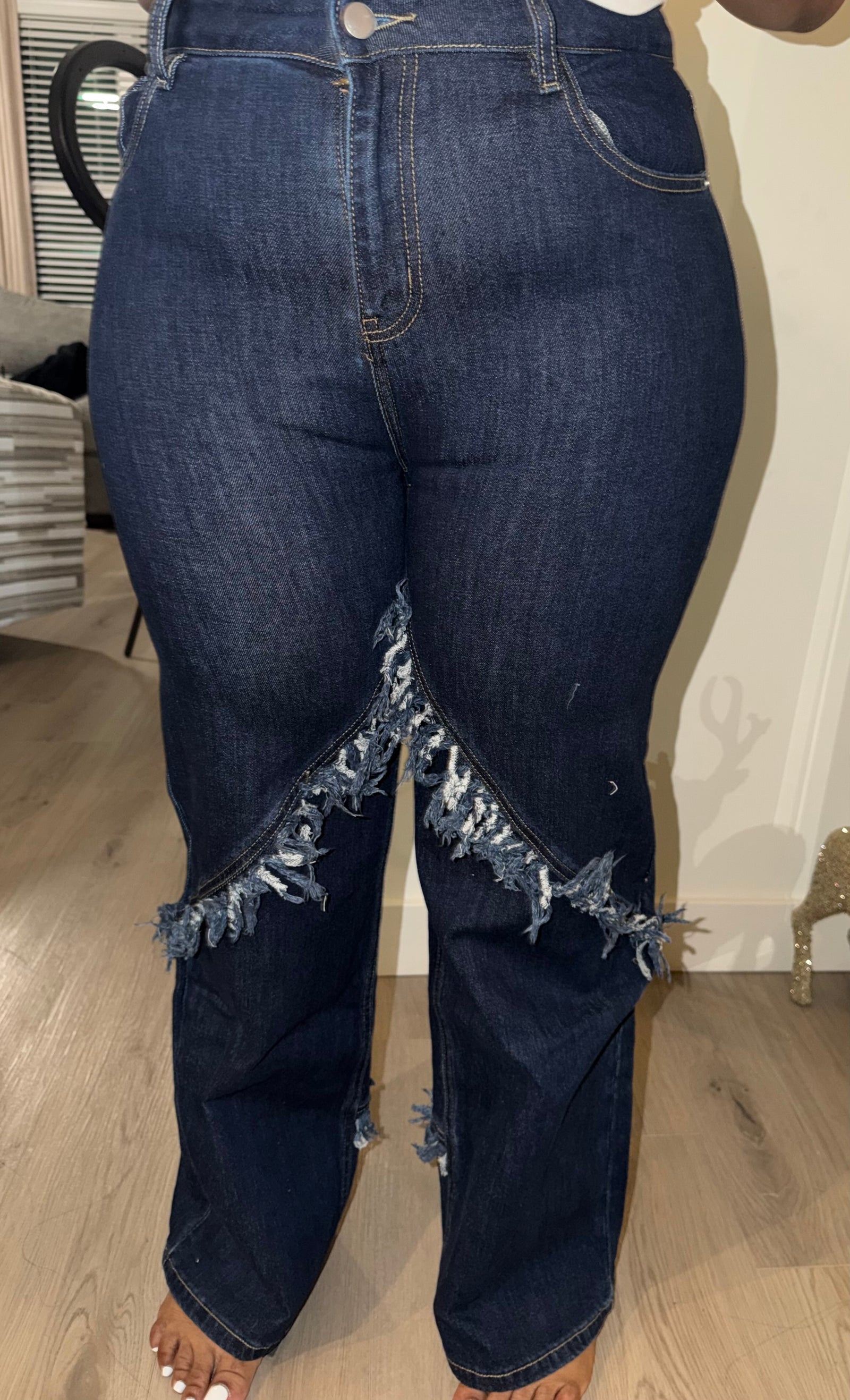 Fringe denim luxe set stretchy