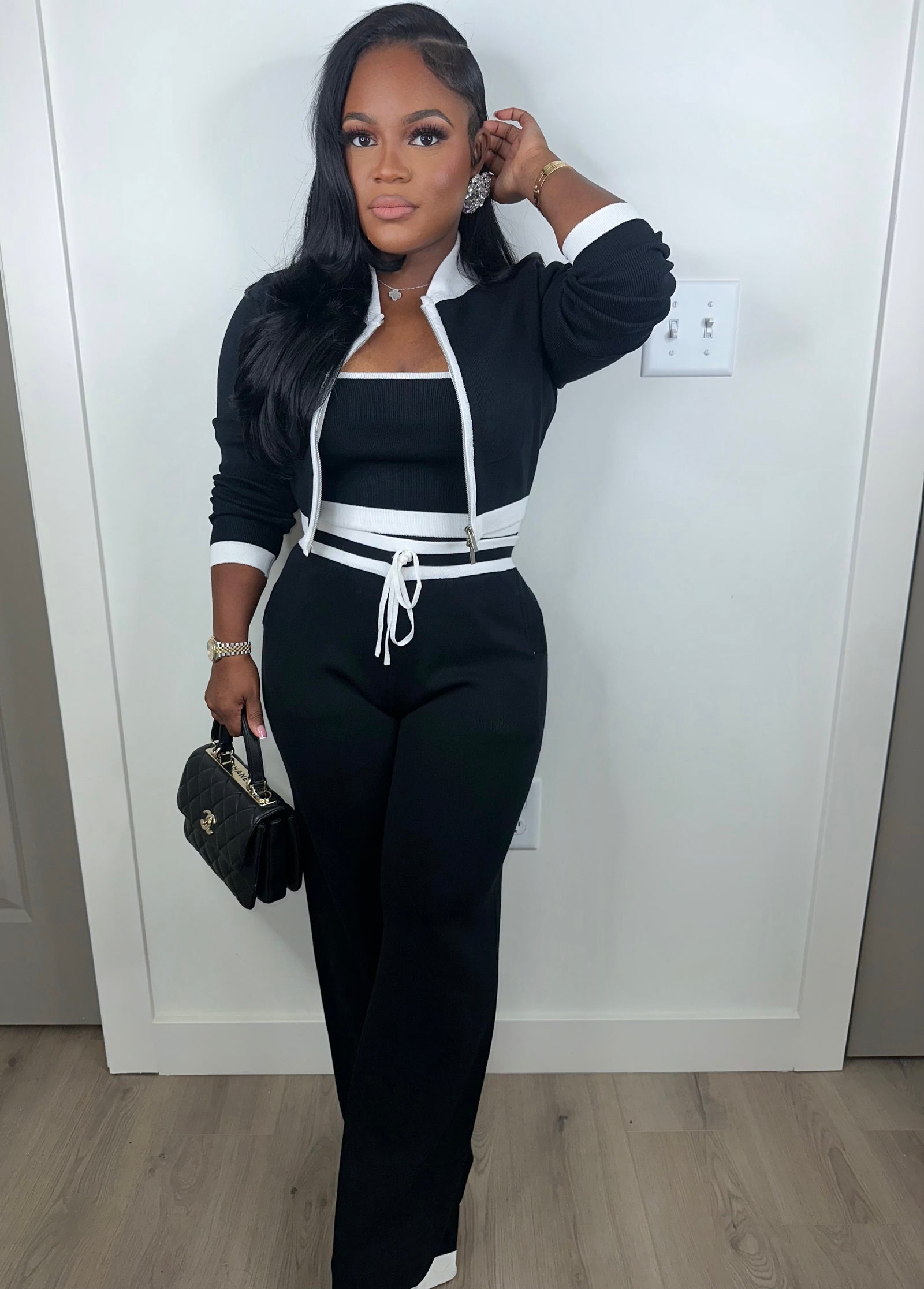 Noir & Blanc luxe stretchy 3pc set