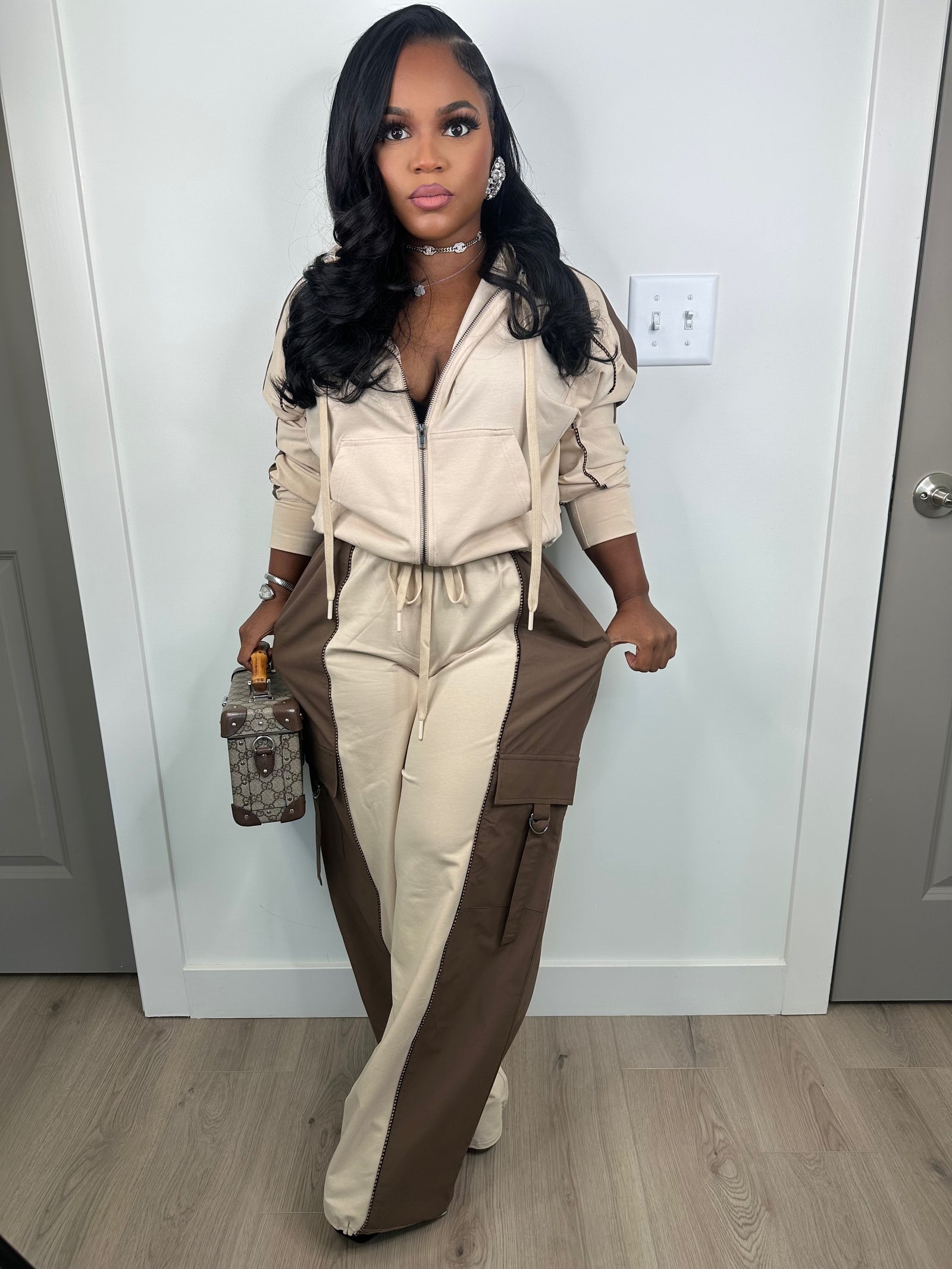 Cargo Crazy Pants Set Tan (great stretch) can size down