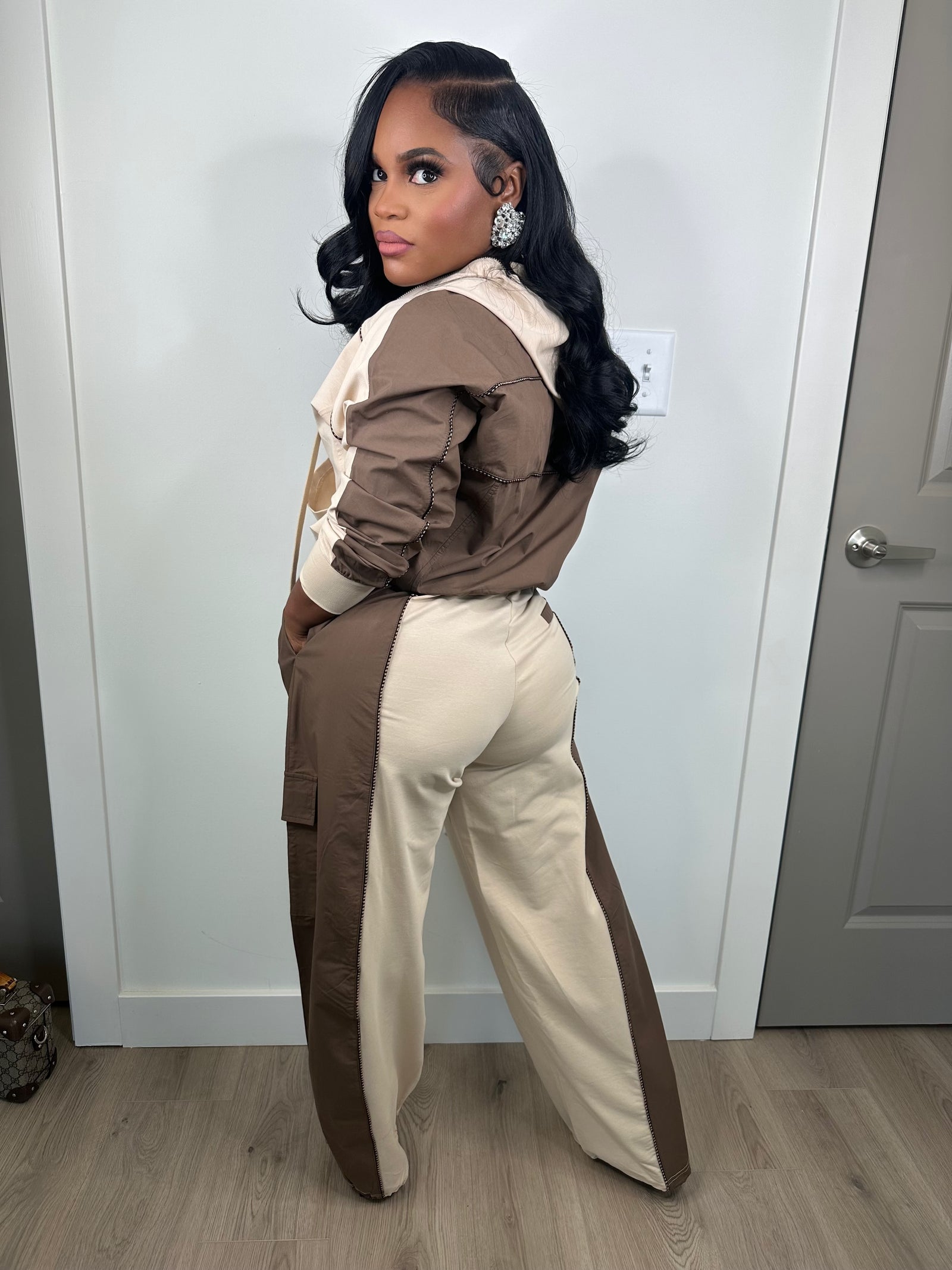 Cargo Crazy Pants Set Tan (great stretch) can size down