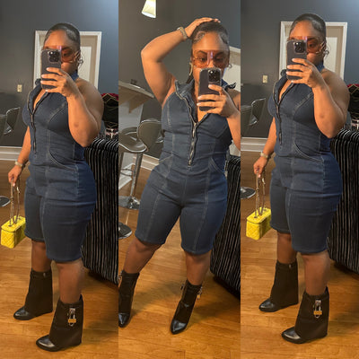 Say yes denim luxe romper (very stretchy)