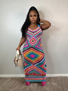 Ibiza crochet dress (mostly hot pink/turquoise)