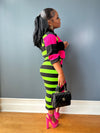 Color block luxe set very stretchy (pink/green)