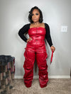 We rocking leather luxe jumpsuit (red)