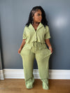 On the go pants set (extremely stretchy) green