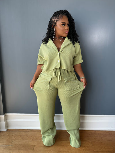 On the go pants set (extremely stretchy) green