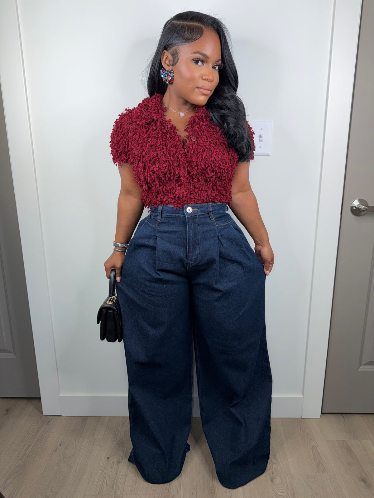 Château Pleated Palazzo Jeans (very very stretch) JEANS ONLY