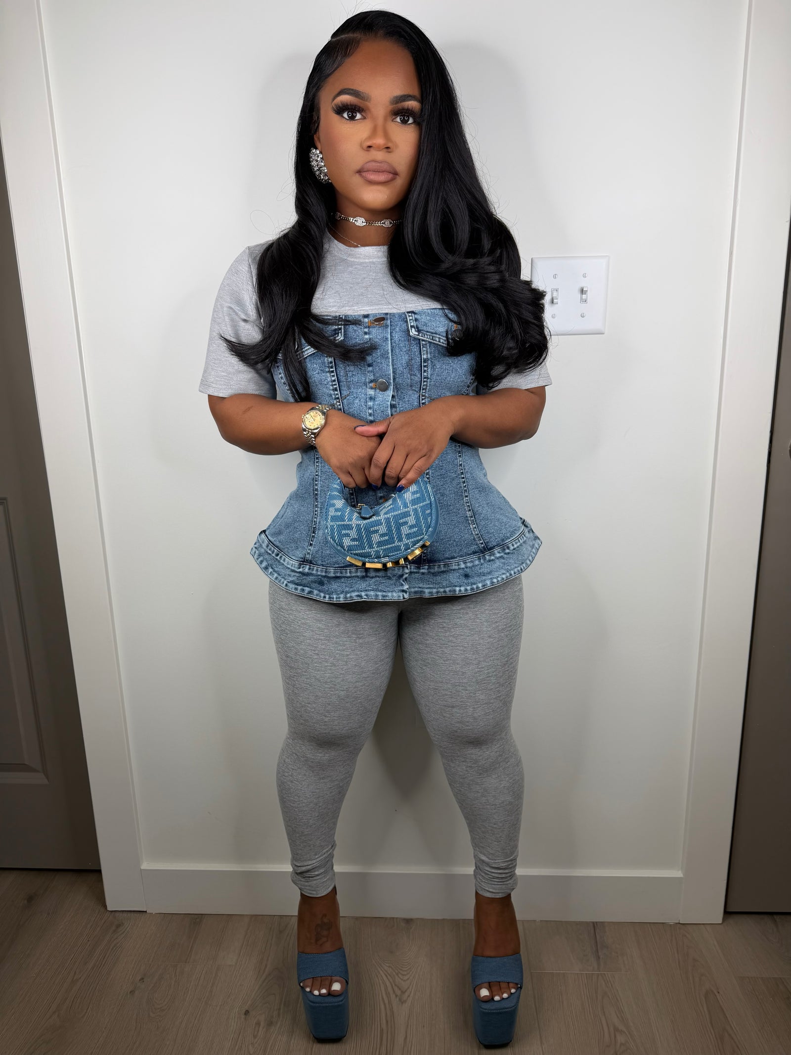 Peplum All Purpose Luxe denim Top (Stretchy)