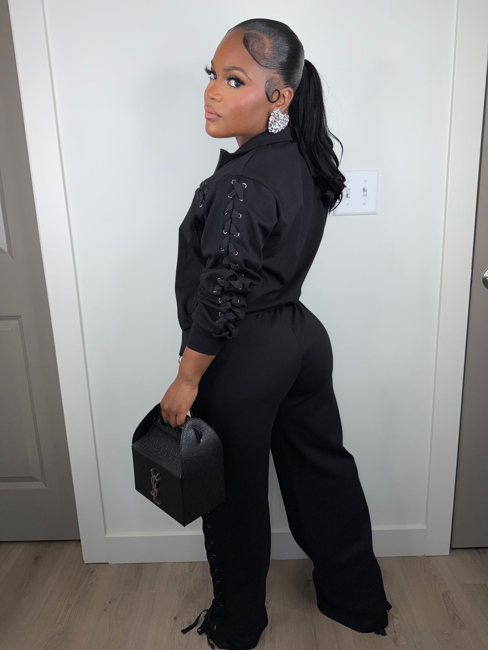 Ribboned Reserve Black Set (very very stretchy)