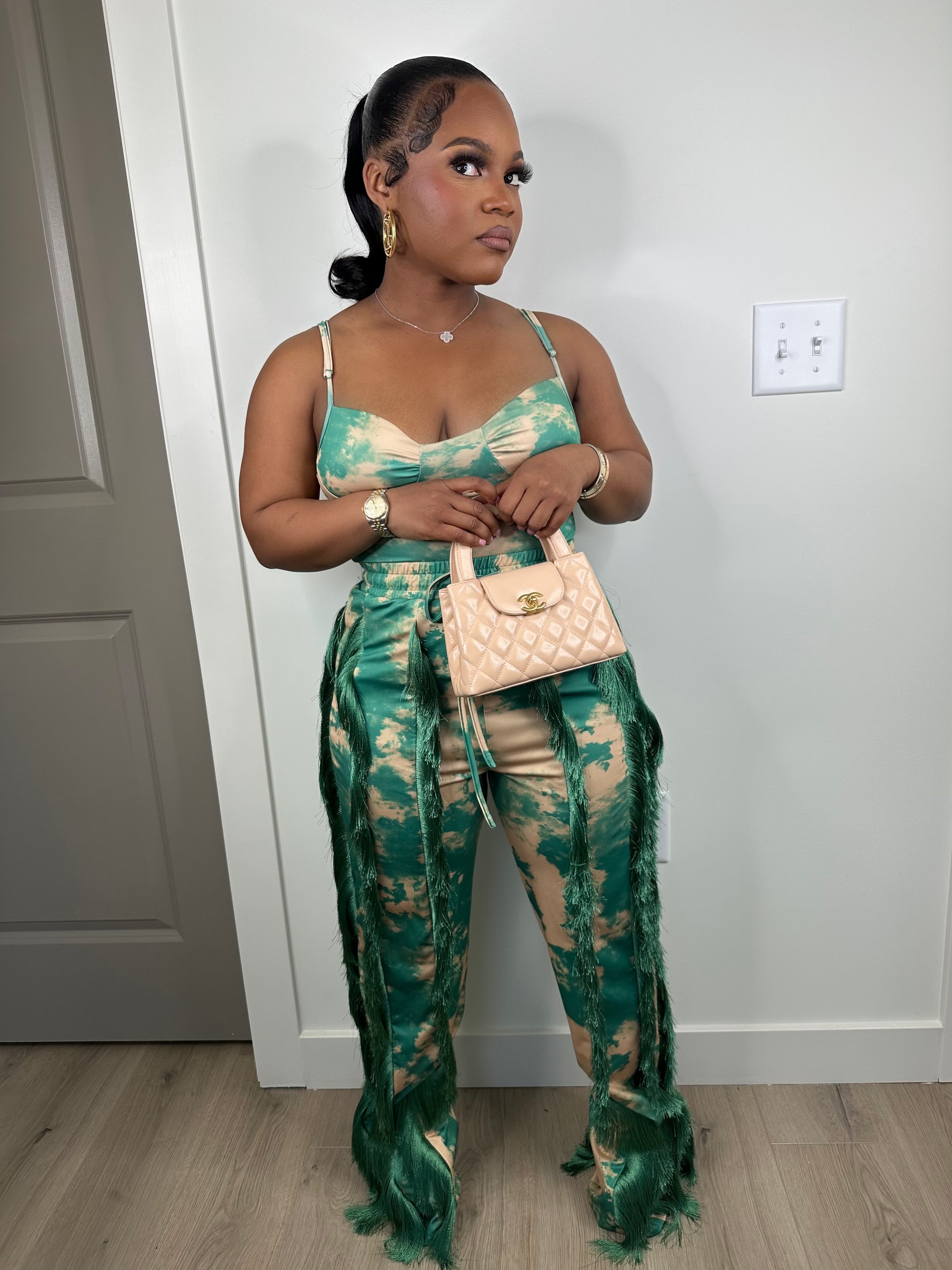 Seeing green luxe pants set (very stretchy)