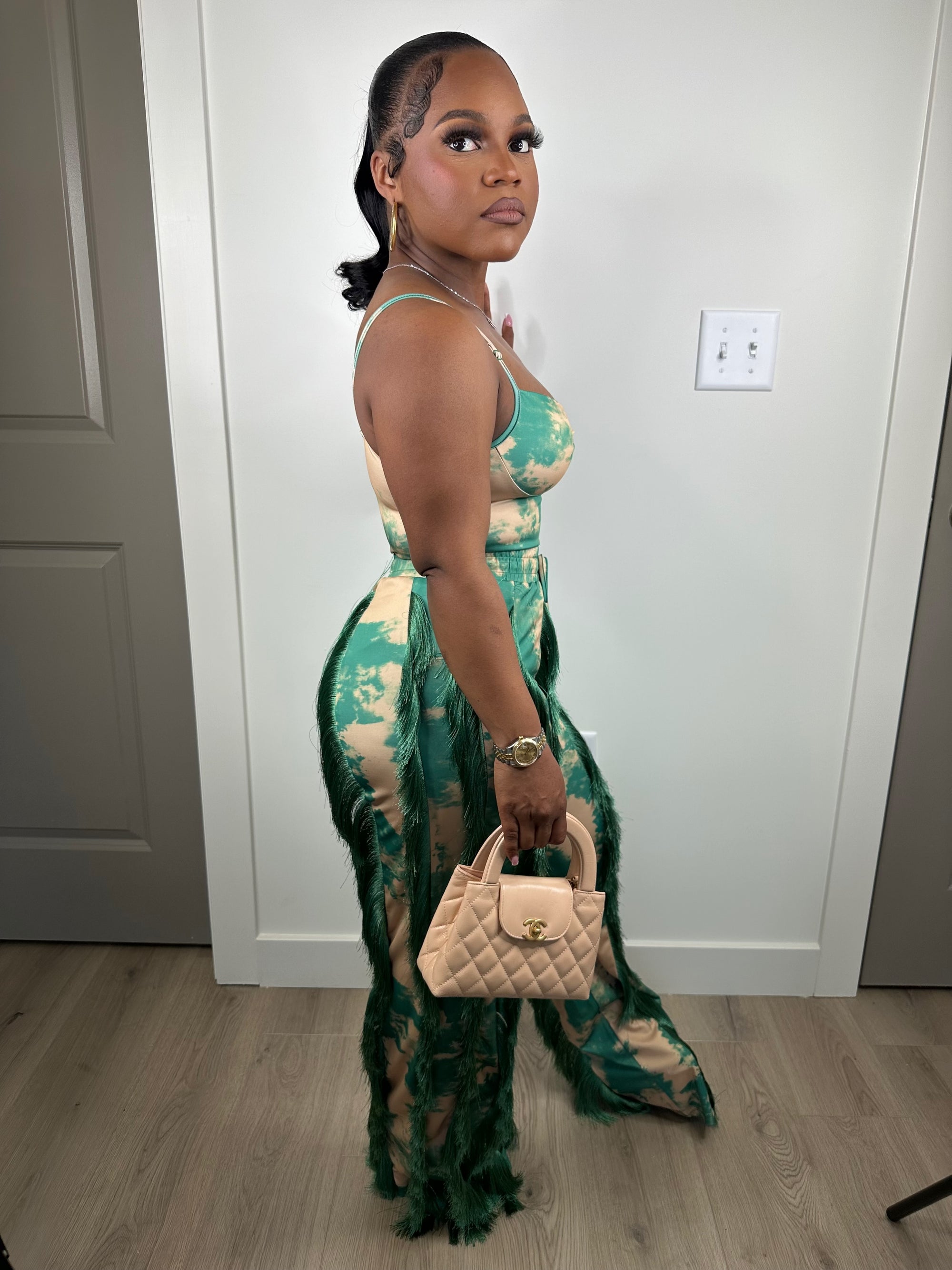 Seeing green luxe pants set (very stretchy)
