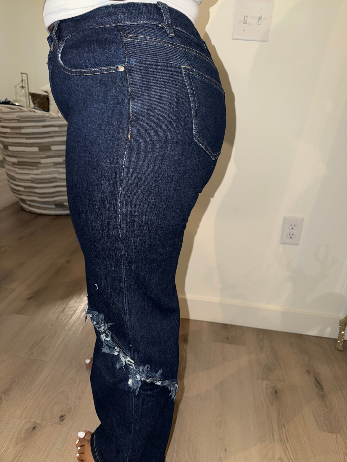 Fringe denim luxe set stretchy