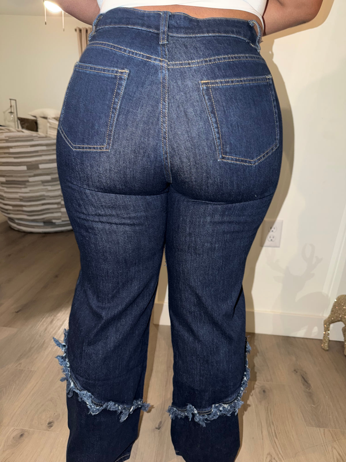 Fringe denim luxe set stretchy