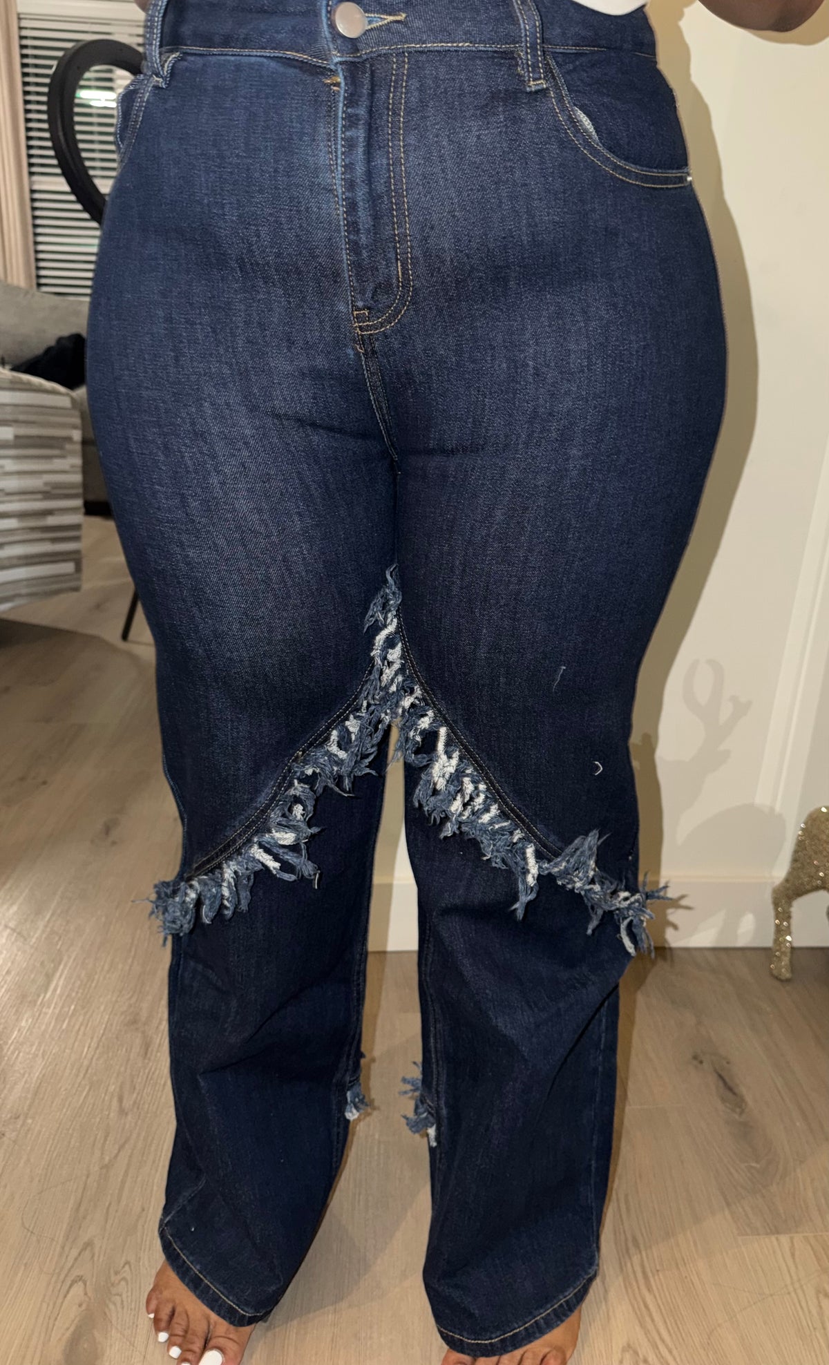 Fringe denim luxe set stretchy