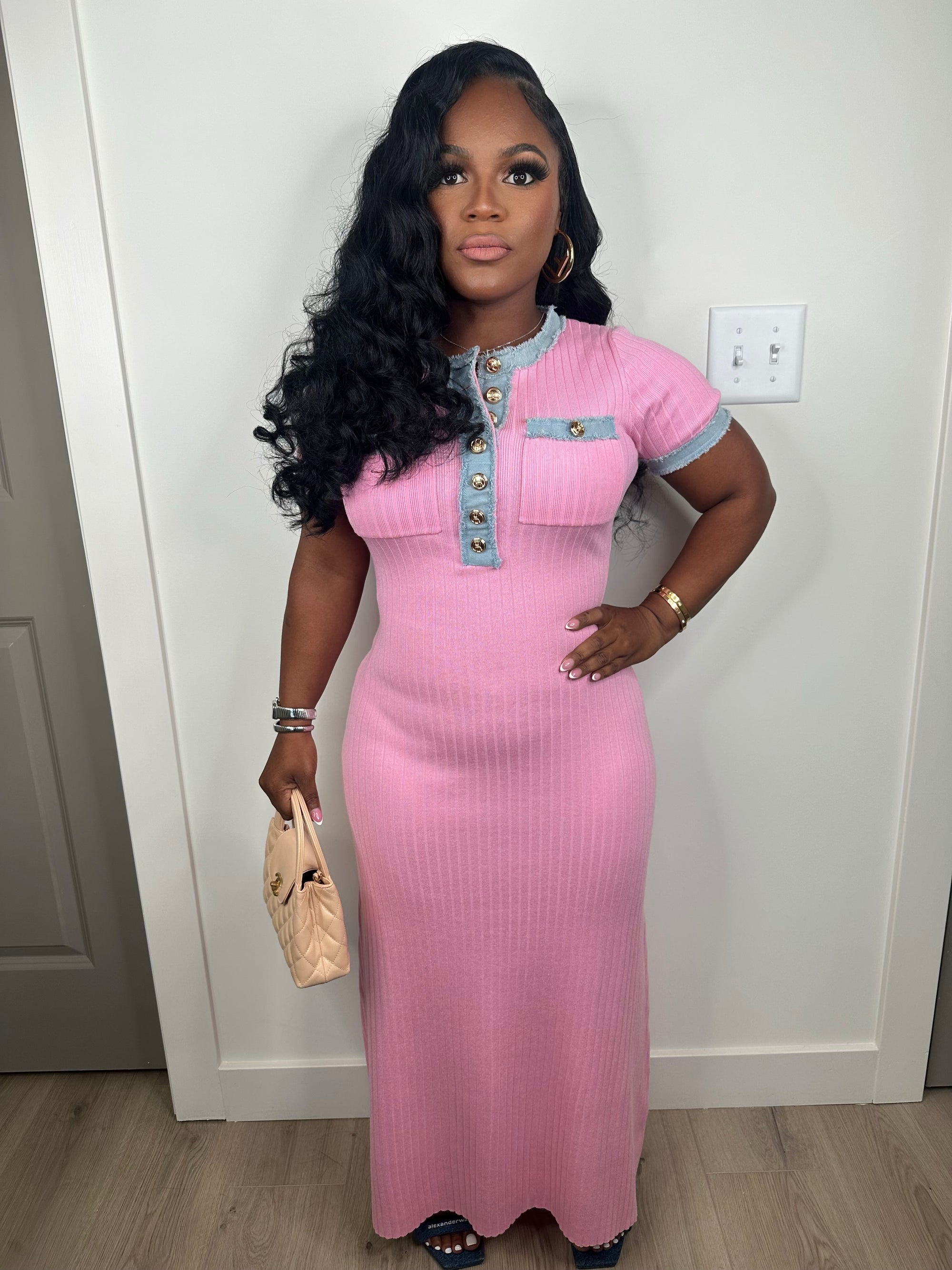 Pinking of you luxe dress (stretchy)