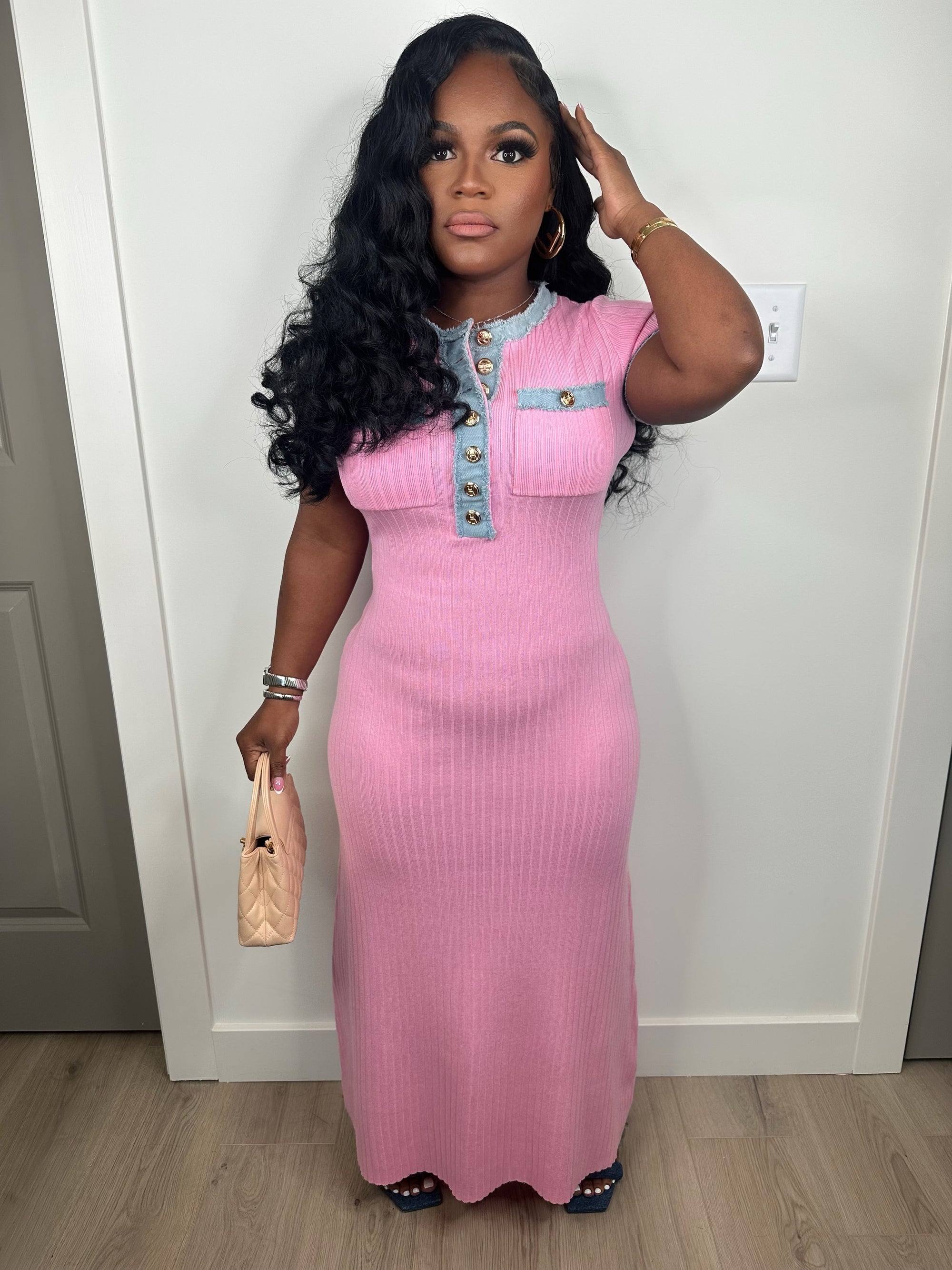 Pinking of you luxe dress (stretchy)