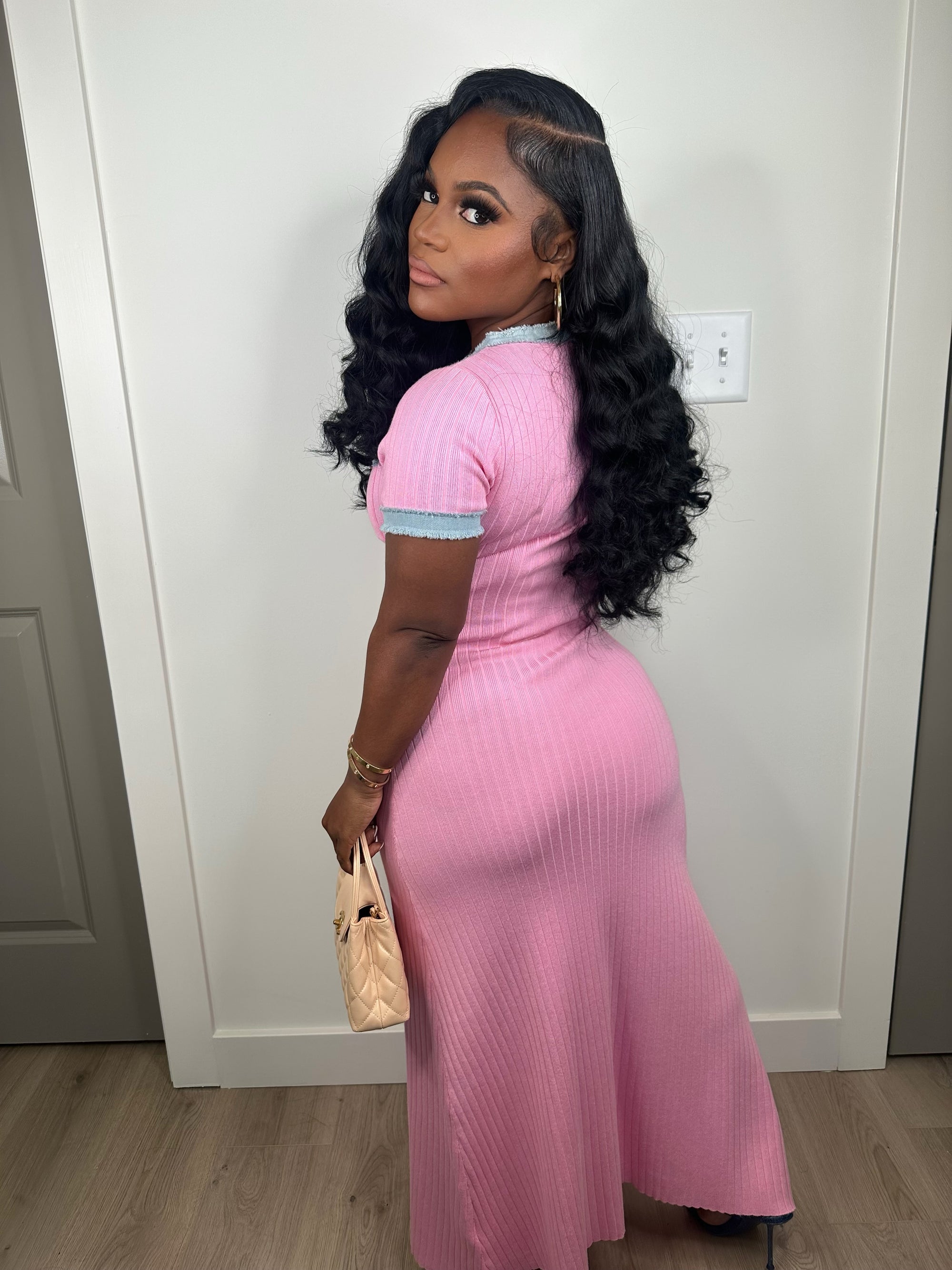 Pinking of you luxe dress (stretchy)