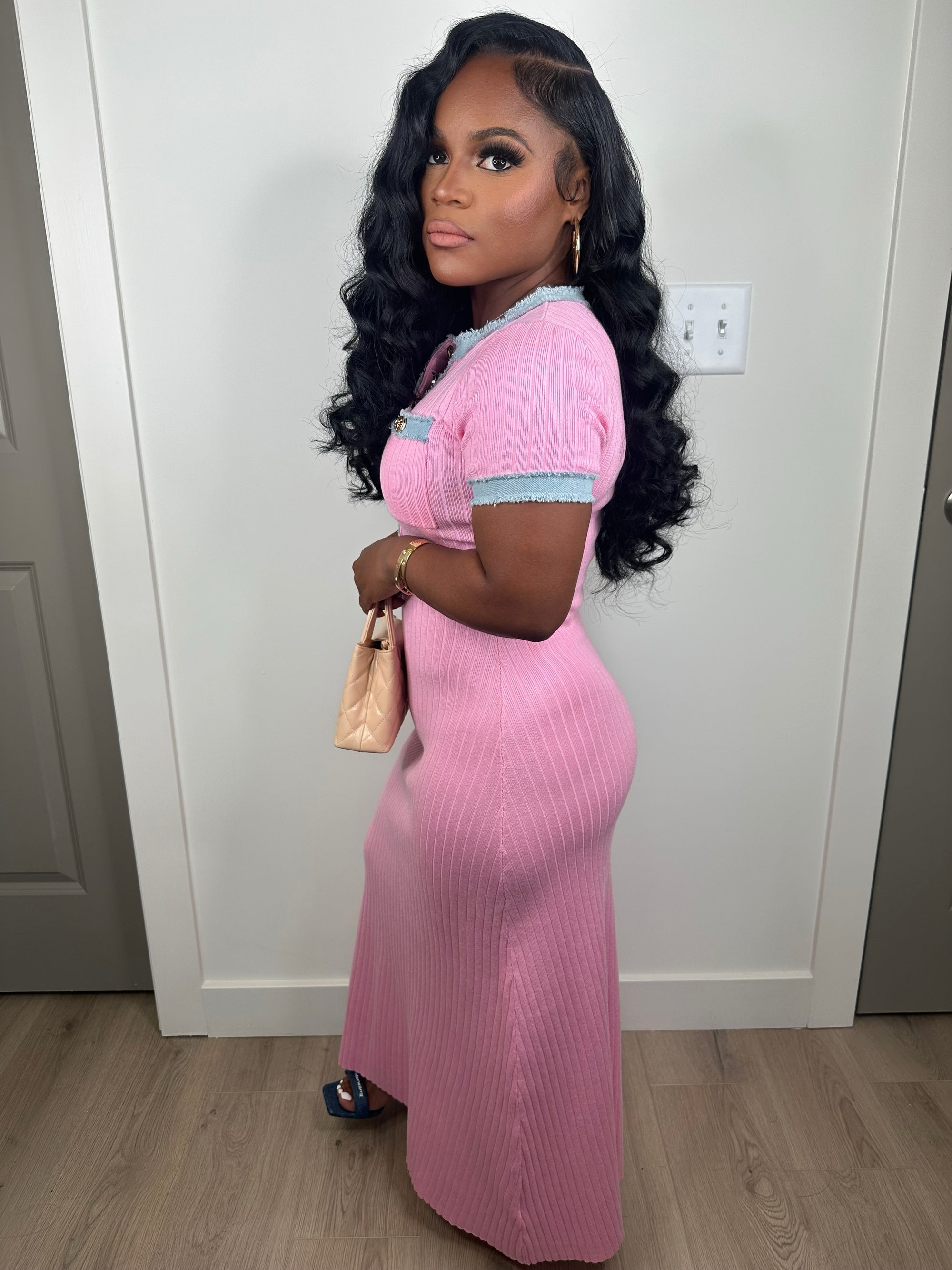 Pinking of you luxe dress (stretchy)
