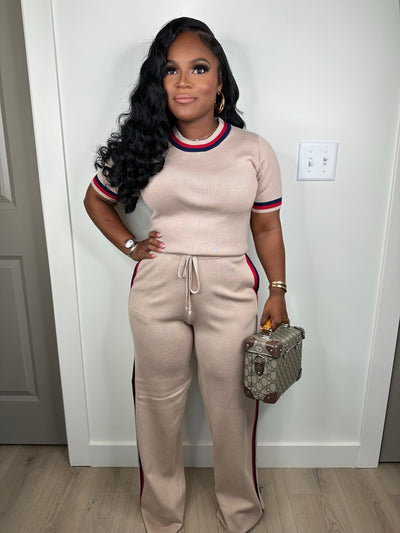 Stay ready luxe set (tan) stretchy