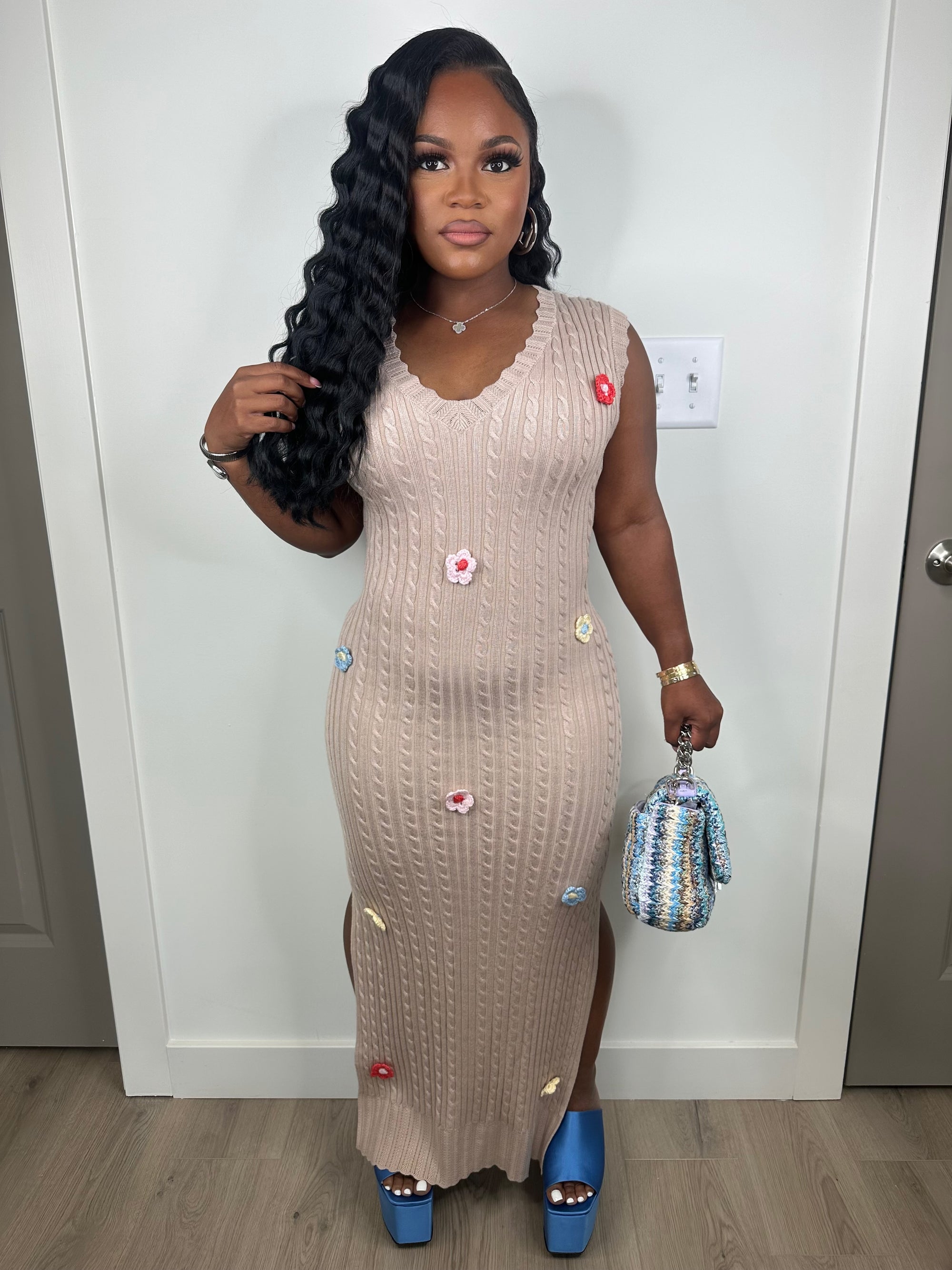 Flower bomb luxe knit dress