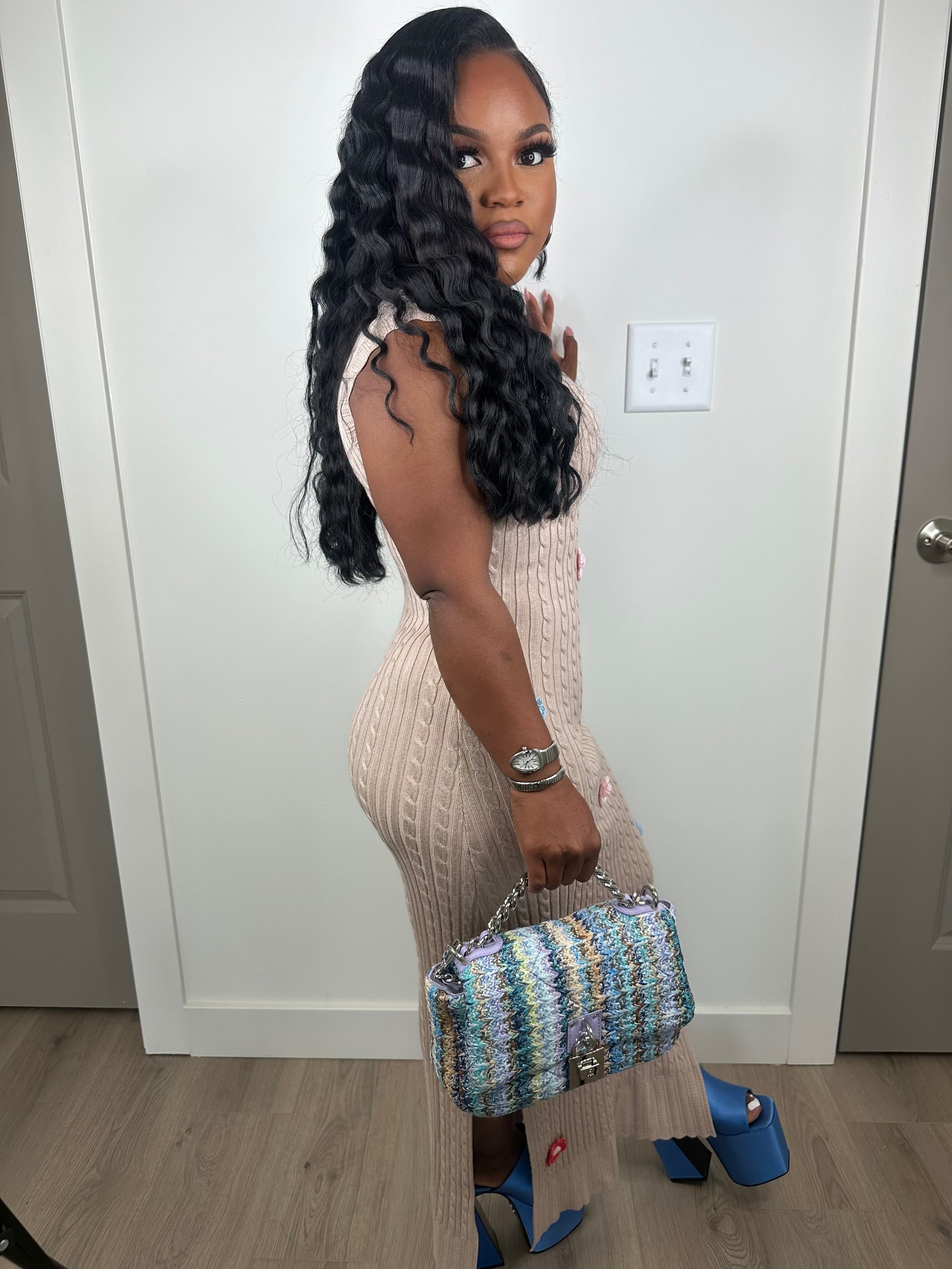 Flower bomb luxe knit dress