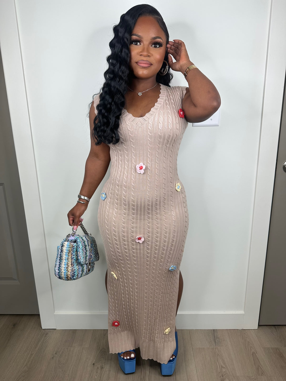 Flower bomb luxe knit dress