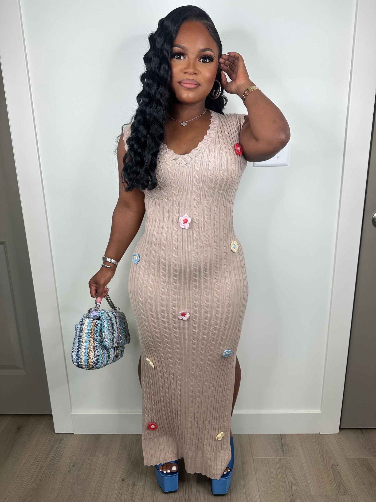 Flower bomb luxe knit dress