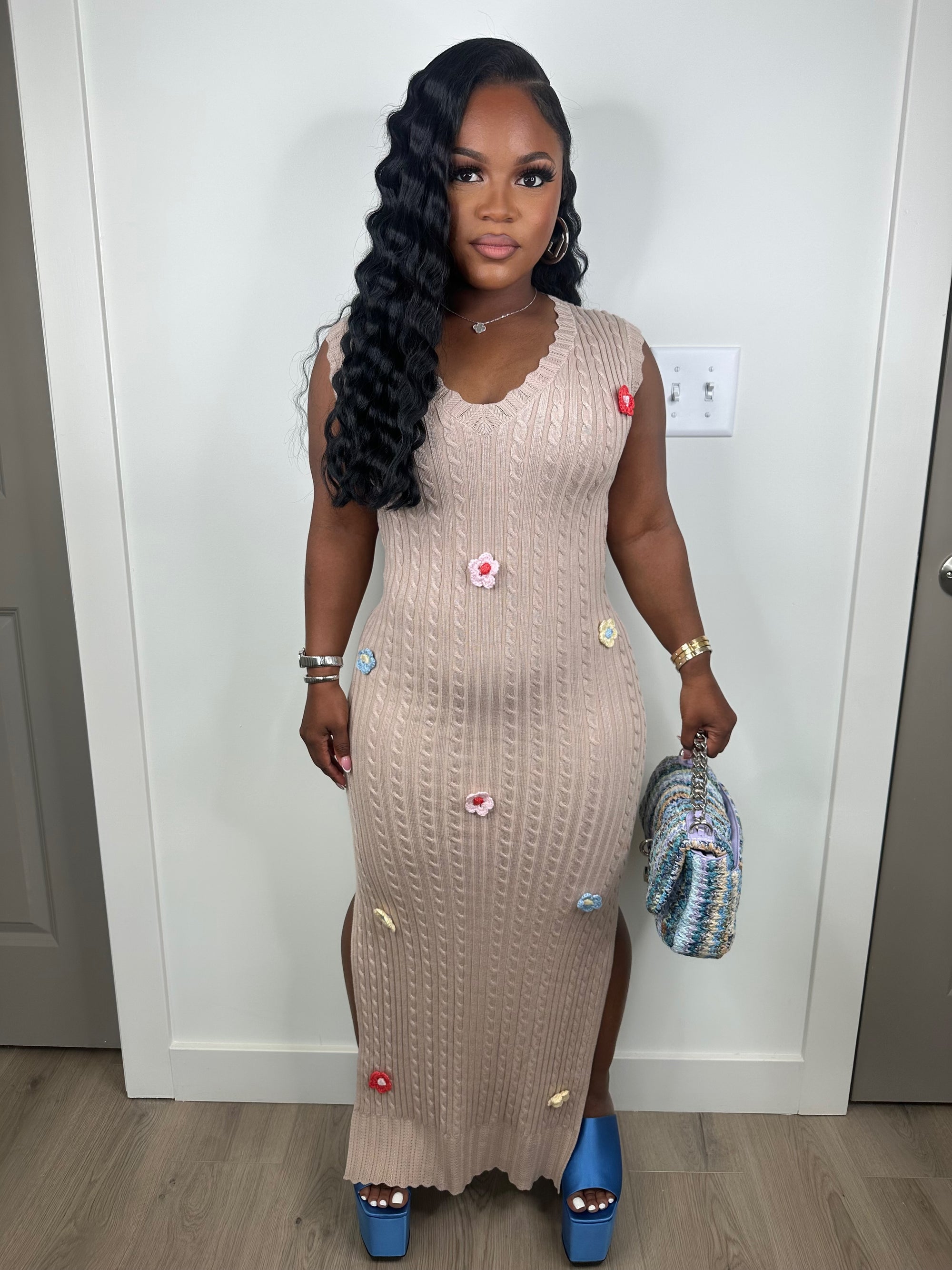 Flower bomb luxe knit dress