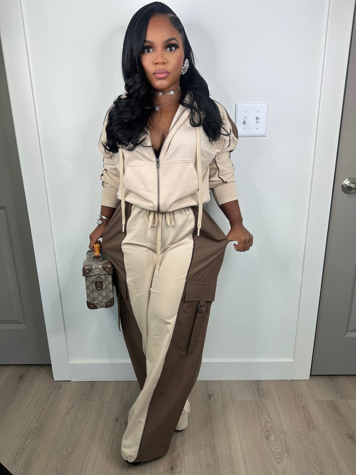 Cargo Crazy Pants Set Tan (great stretch) can size down