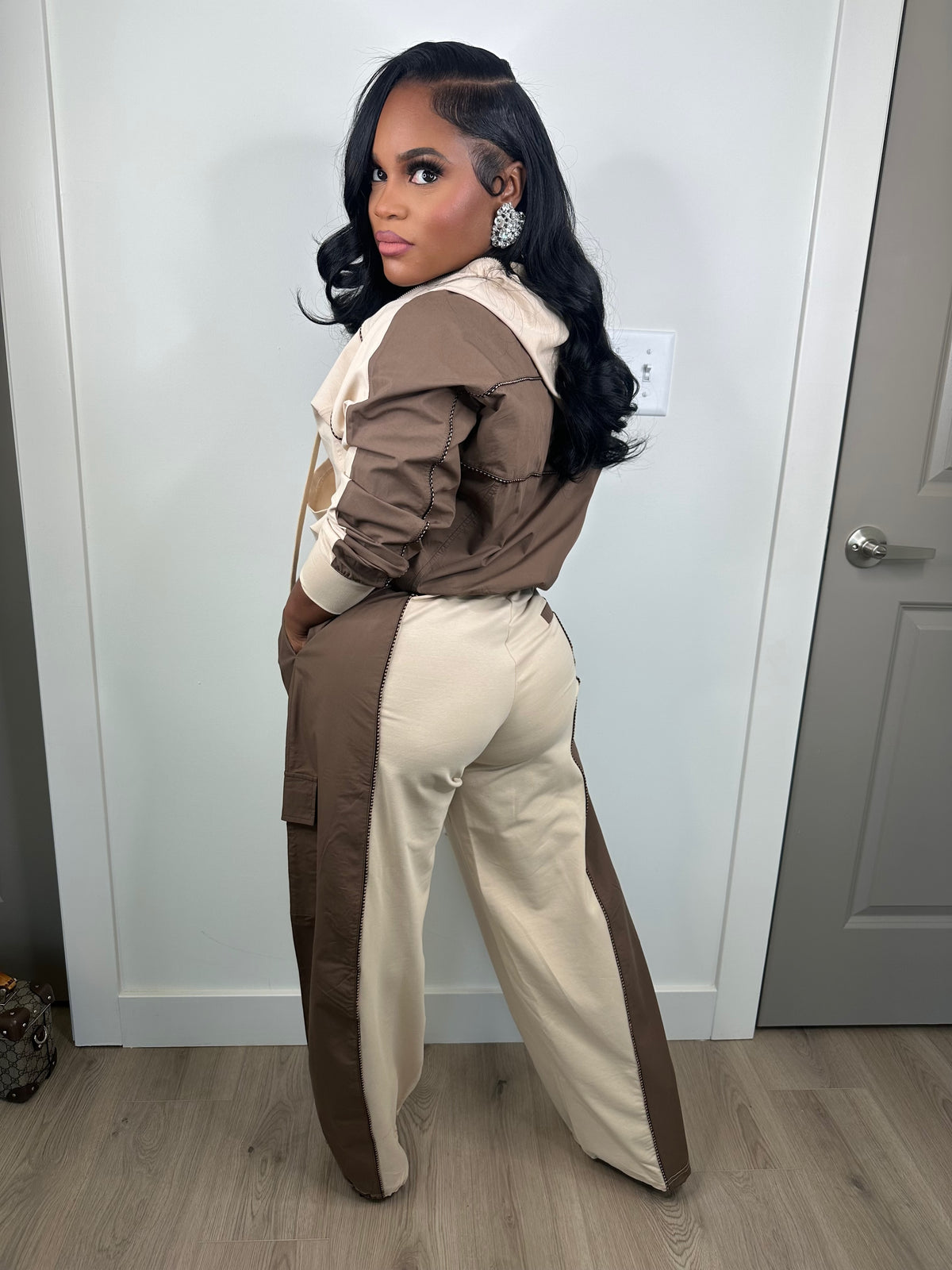 Cargo Crazy Pants Set Tan (great stretch) can size down