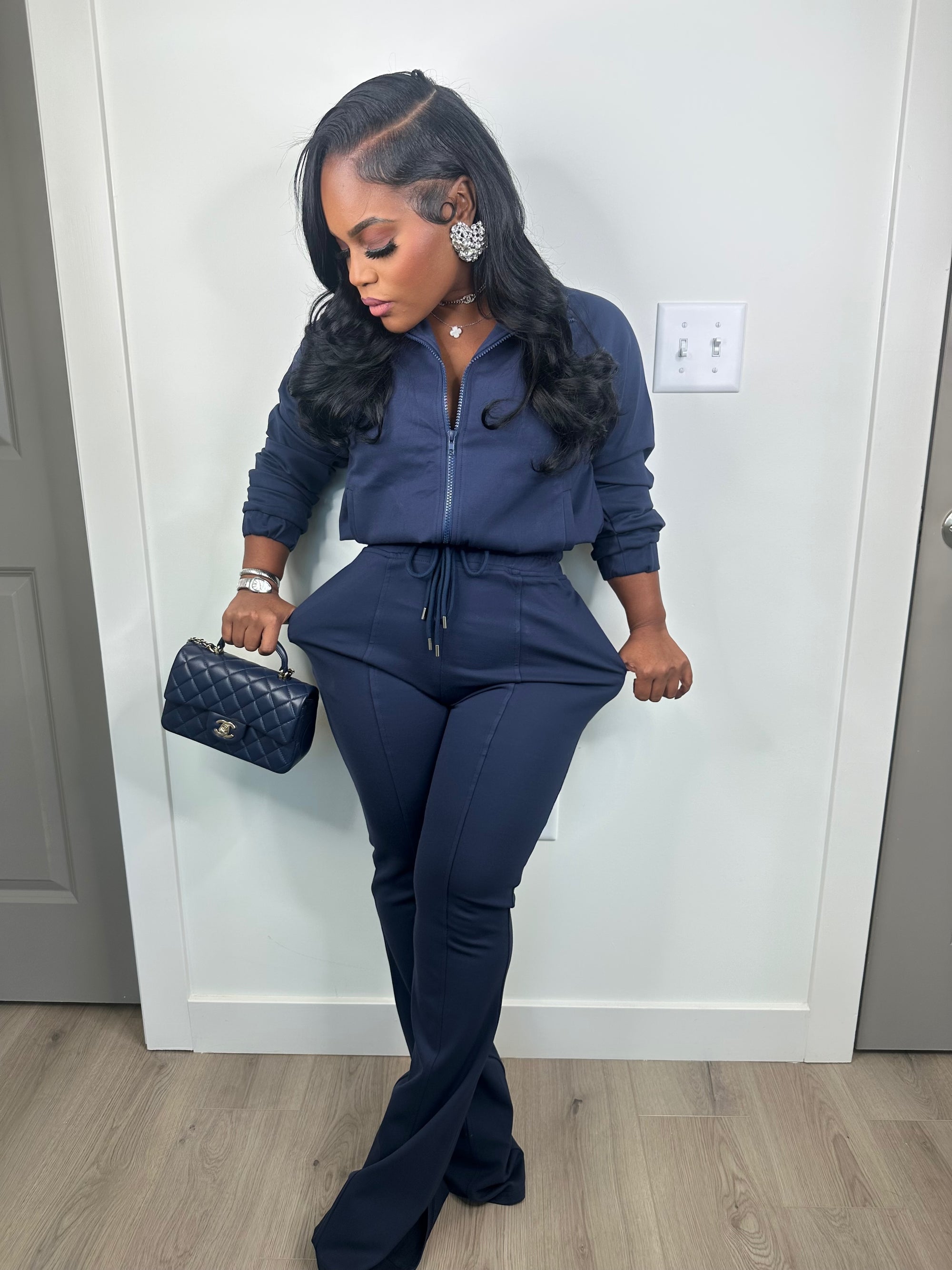 I deserve luxe set (navy) very stretchy