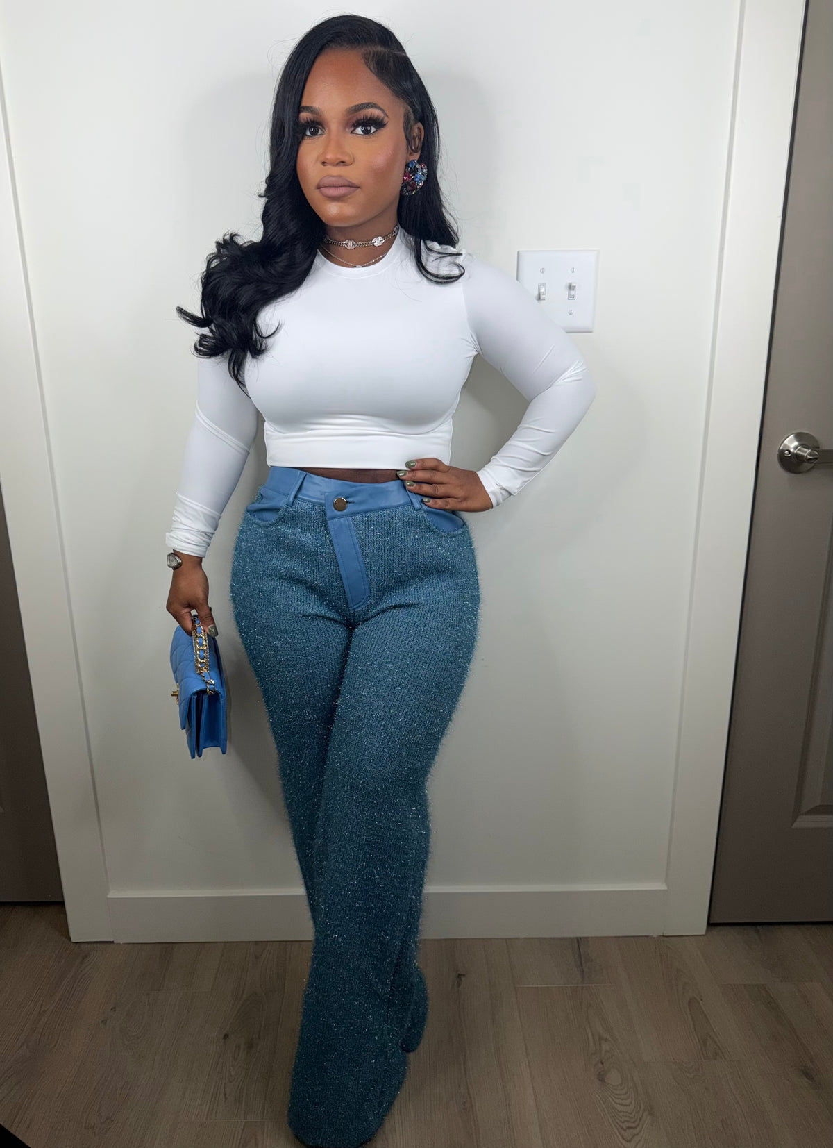 Fame  luxe pants set great stretch (blue)