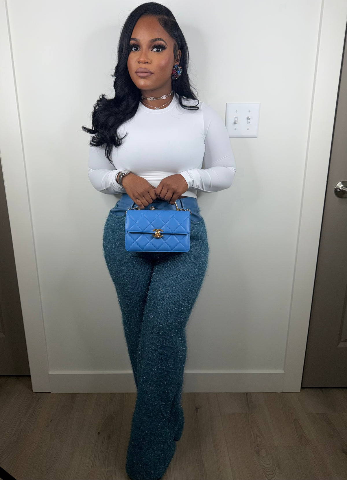 Fame  luxe pants set great stretch (blue)