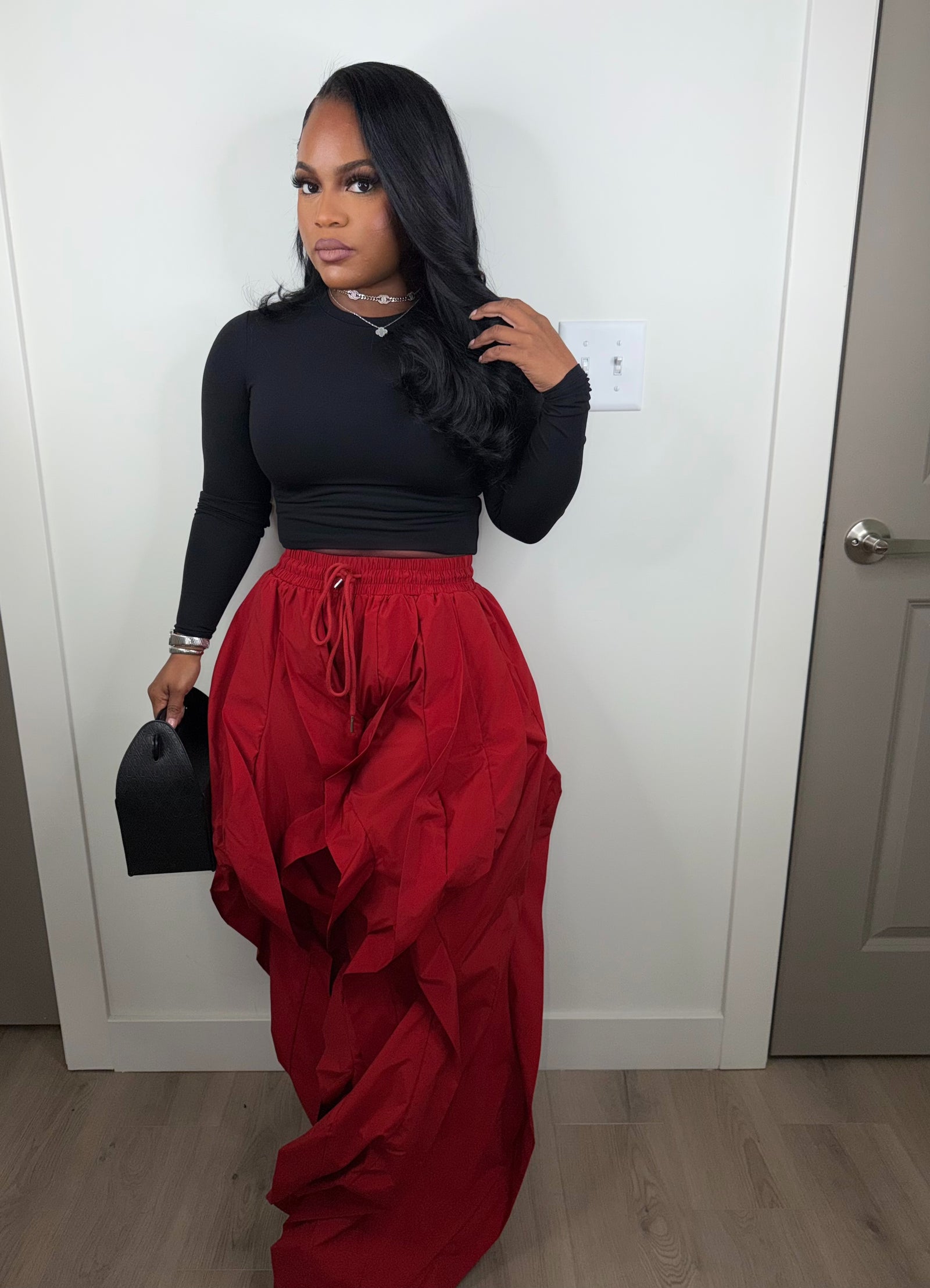 The boss pants luxe red (stretchy oversized)