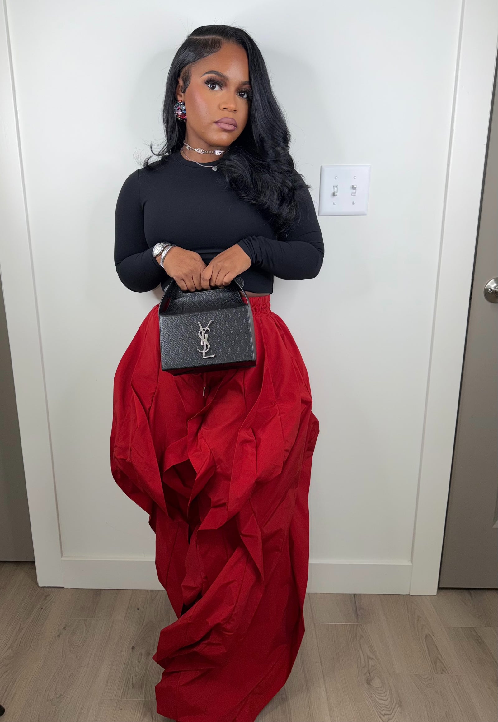 The boss pants luxe red (stretchy oversized)