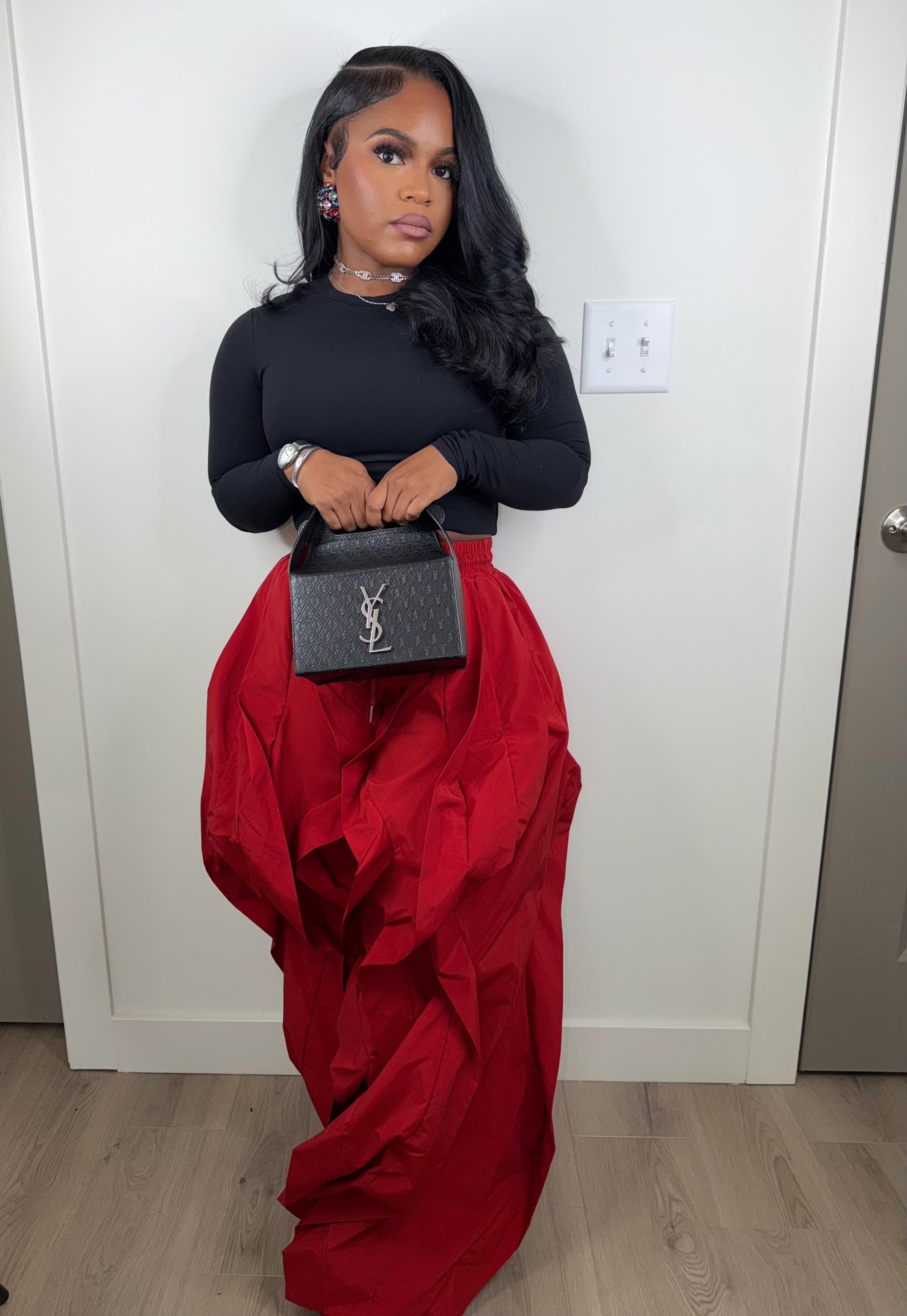 The boss pants luxe red (stretchy oversized)