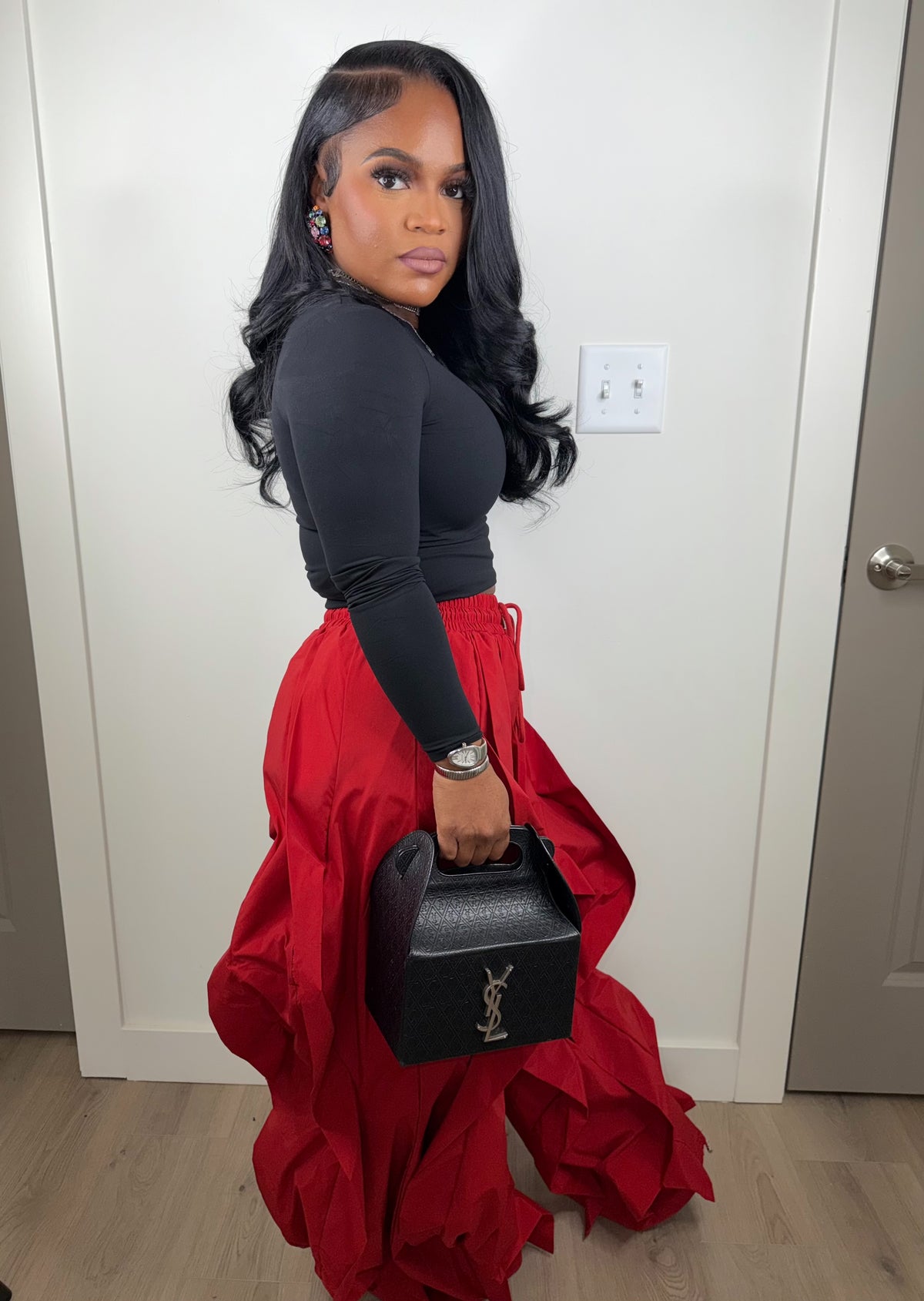 The boss pants luxe red (stretchy oversized)