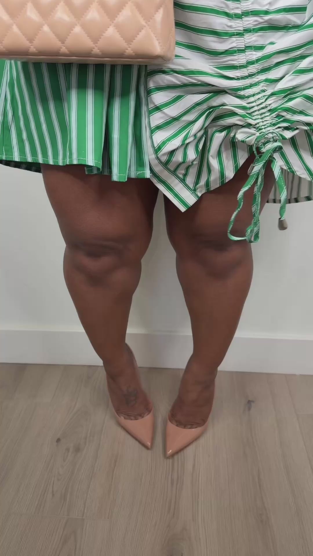 Monaco stripe babydoll dress (very oversized) green