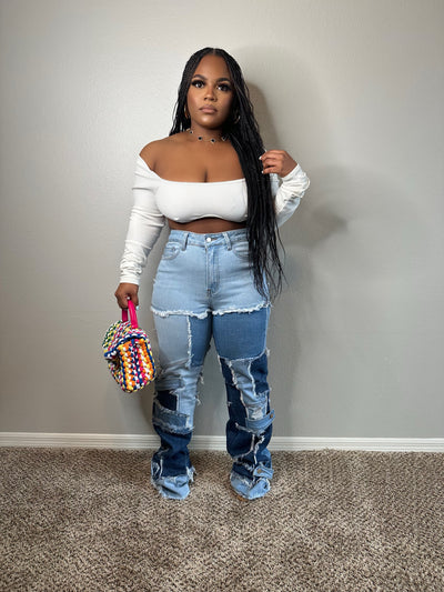 Luxe patchwork jeans (very stretchy)